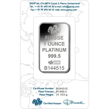 1oz Platinum Bar PAMP Lady Fortuna Minted