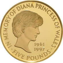 1999 Proof £5 Gold Crown Coin Diana Princess of Wales Memorial Boxed