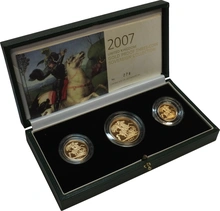2007 Proof Gold Sovereign 3 Coin Set Boxed