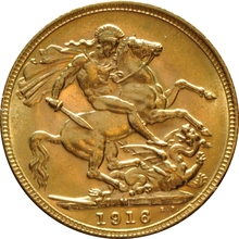 1916 Gold Sovereign Coin George V Melbourne