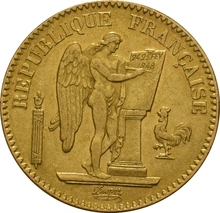 1848 French 20 Francs Gold Coin Guardian Angel