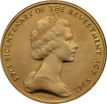 1965 Isle of Man Gold Half Sovereign Coin 22ct Bicentenary of the Revestment Act