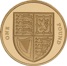 2015 Proof Gold 1 Pound Coin Royal Shield of Arms Fourth Portrait