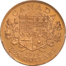 1914 Canada $10 Gold Coin PCGS MS63+