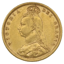 1892 Gold Half Sovereign Queen Victoria Jubilee Head Shield Back
