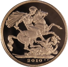 2010 Proof Gold Sovereign Coin Elizabeth II Fourth Head