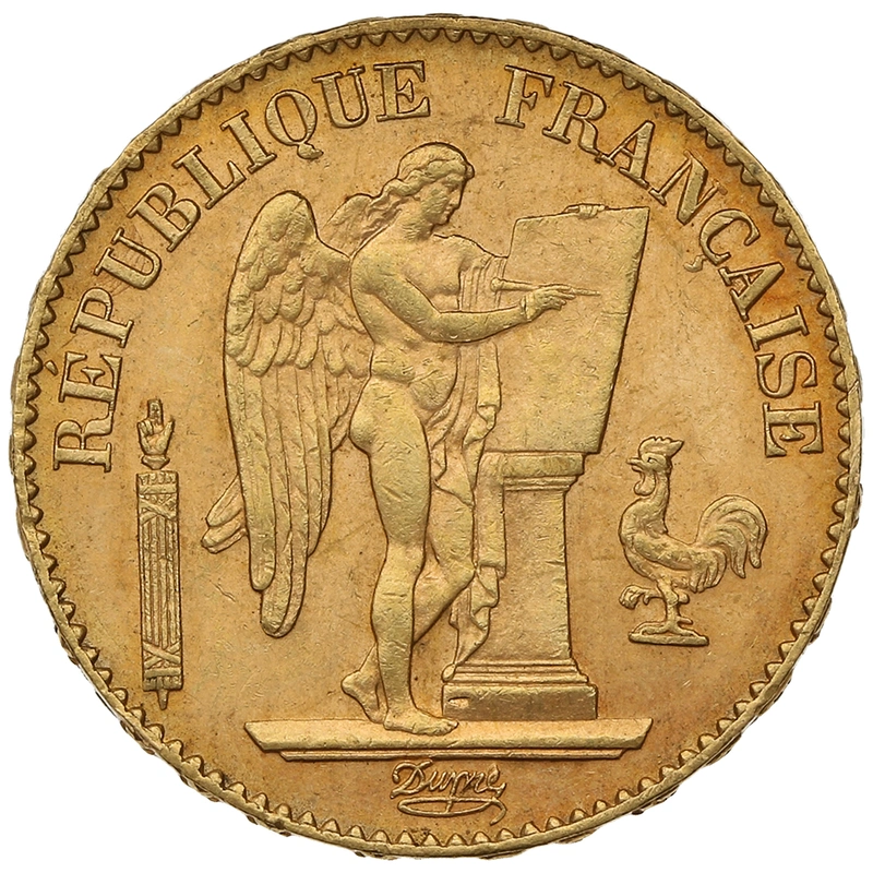 1896 20 French Francs Gold Coin Guardian Angel Genius A