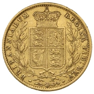 1854 Gold Sovereign Coin Queen Victoria Young Head Shield Back