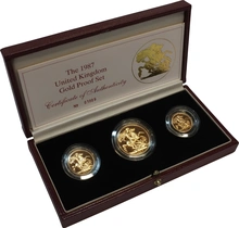 1987 Proof Gold Sovereign 3 Coin Set Boxed