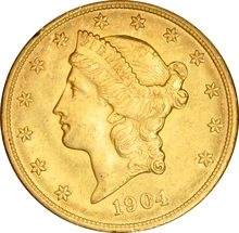 1904 $20 Gold Coin Double Eagle Liberty Head Philadelphia