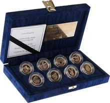 2003-2004 Proof Gold £1 Pound Coin Set Heraldic Beasts & Bridges 8 Coin Set Boxed