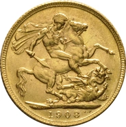 1908 Gold Sovereign Coin Edward VII