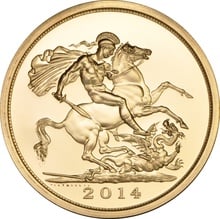 2014 Brilliant Uncirculated Gold Five Pound Coin (Quintuple Sovereign)