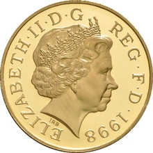 1998 Proof £5 Gold Crown Coin with £50 note Boxed