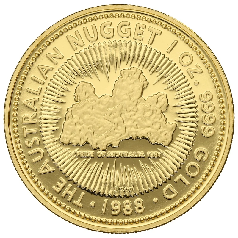 1988 Proof Australian Kangaroo Gold Nugget Coin 1oz