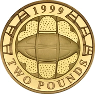 1999 Proof £2 Coin Gold Double Sovereign Rugby World Cup