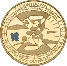 2009 Proof Gold £5 Coin Quintuple Sovereign Countdown to London 2012 Swimming
