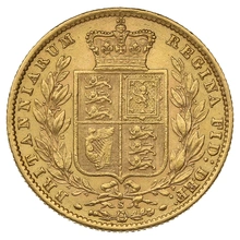 1871 Gold Sovereign Coin Queen Victoria Young Head Shield Back Sydney