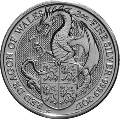 2017 2oz Red Dragon of Wales Silver Coin Queen's Beasts