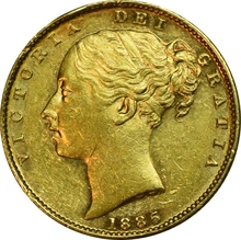 1885 Gold Sovereign Coin Queen Victoria Young Head Shield Back Melbourne
