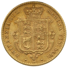 1871 Gold Half Sovereign Queen Victoria Young Head Shield Back