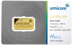 2.5g Gold Bar Umicore