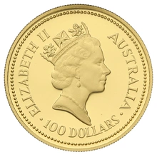 1989 Proof Australian Kangaroo Gold Nugget Coin 1oz