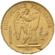1887 French 20 Francs Gold Coin Guardian Angel A