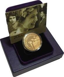 2006 - Gold Five Pound Proof Coin, Queen Elizabeth II 80th Birthday