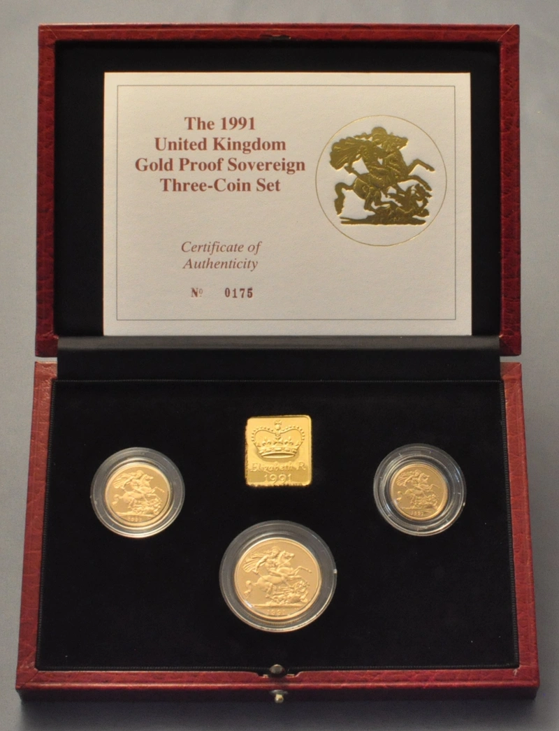 1991 Proof Gold Sovereign 3 Coin Set Boxed