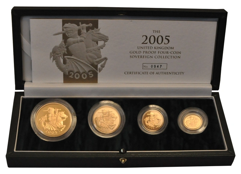 2005 Proof Gold Sovereign 4 Coin Set Boxed