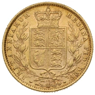 1871 Gold Sovereign Coin Queen Victoria Young Head Shield Back