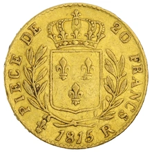 1815 20 French Francs Gold Coin Louis XVIII R