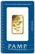 1/2oz Gold Bar PAMP Rosa Minted