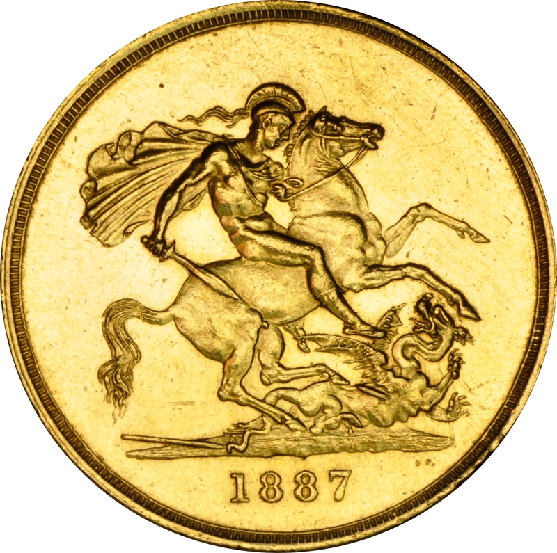 1887 Gold £5 Coin Queen Victoria Jubilee NGC AU55