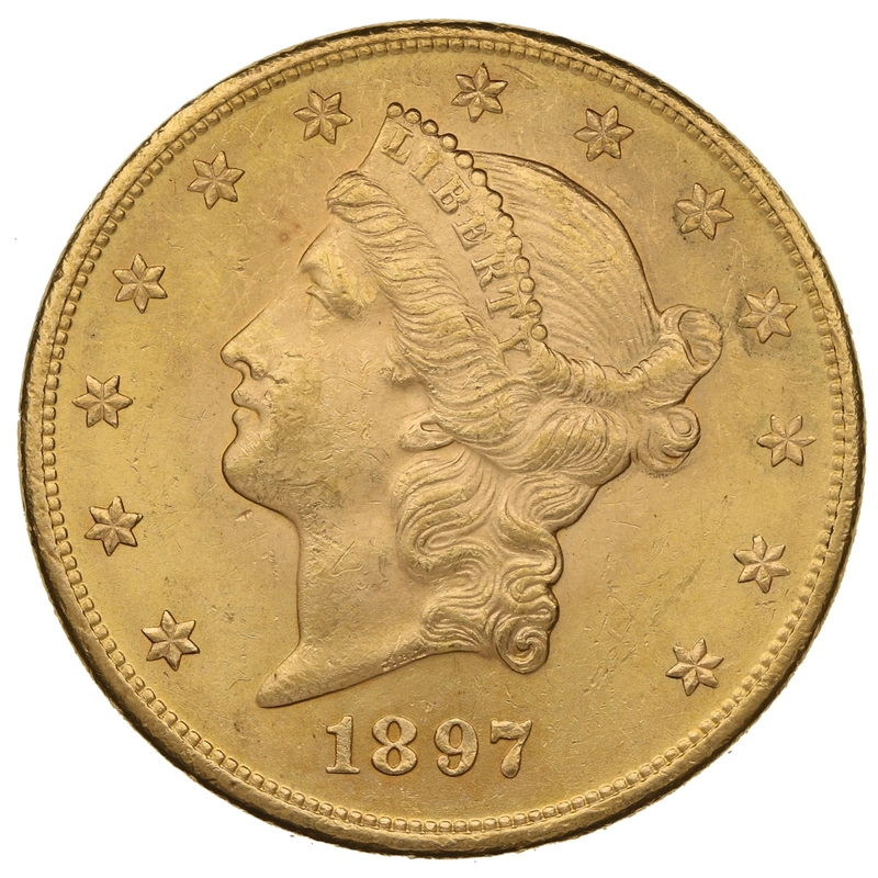 1897 $20 Gold Coin Double Eagle Liberty Head Philadelphia