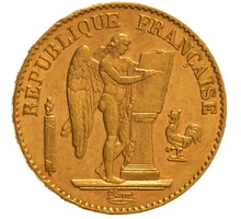 1891 French 20 Francs Gold Coin Guardian Angel A