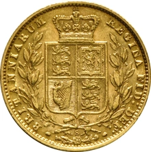 1875 Gold Sovereign Coin Queen Victoria Young Head Shield Back Sydney