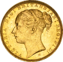 1884 Gold Sovereign Coin Queen Victoria Young Head Melbourne NGC MS61+