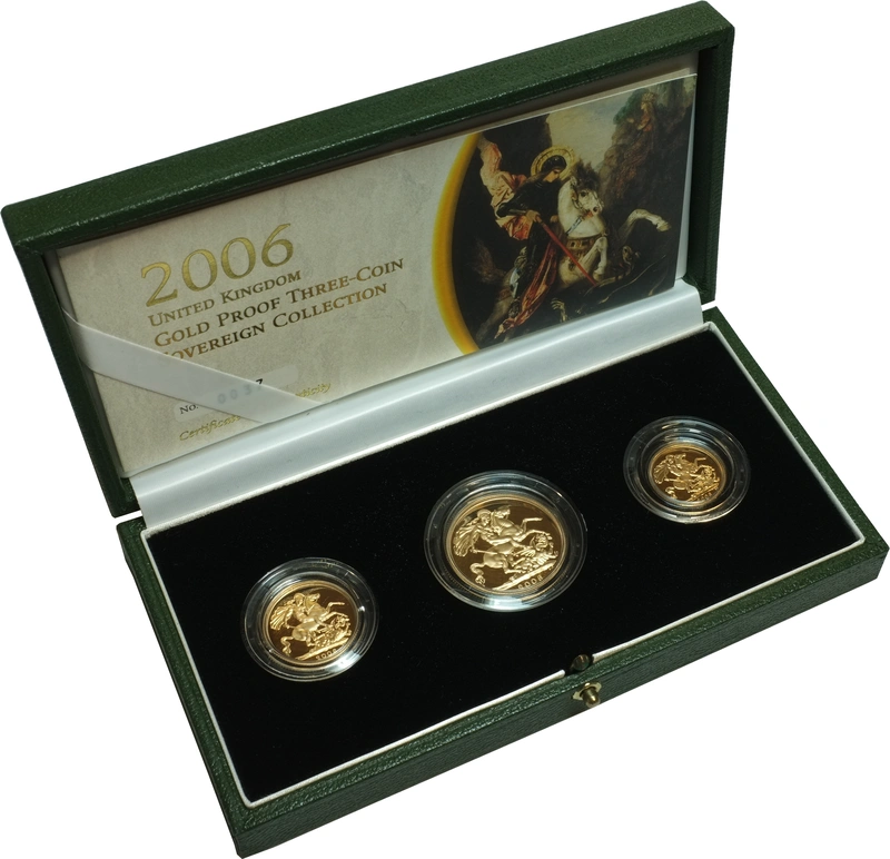 2006 Proof Gold Sovereign 3 Coin Set Boxed