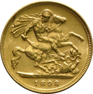 1898 Gold Half Sovereign Queen Victoria Old Head