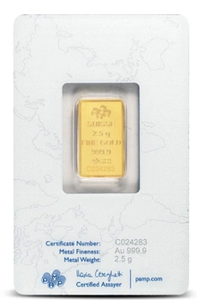 2.5g Gold Bar PAMP Rosa Minted