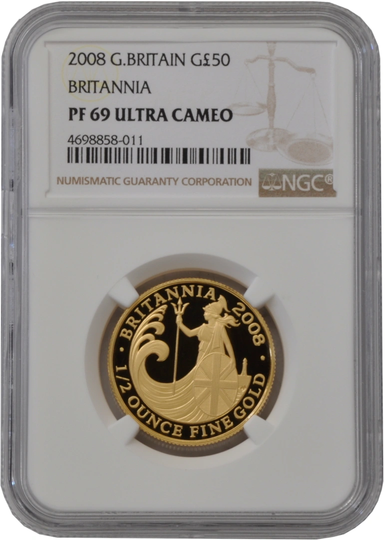2008 Proof 1/2oz Gold Britannia Coin NGC PF69
