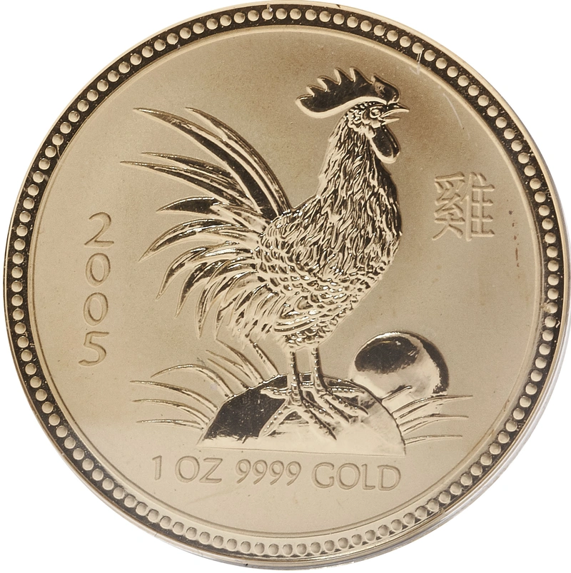 2005 Year of the Cockerel Gold Coin 1oz Perth Mint Australian Lunar Series