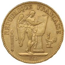1879 French 20 Francs Gold Coin Guardian Angel A