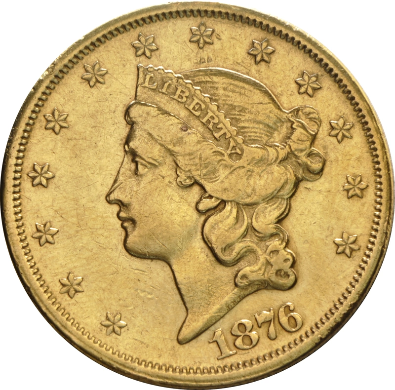 1876 $20 Gold Coin Double Eagle Liberty Head San Francisco