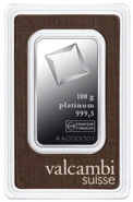 100g Platinum Bar Valcambi Minted