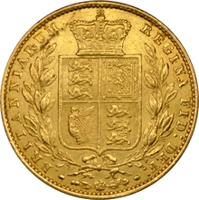 1853 Gold Sovereign Coin Queen Victoria Young Head Shield Back