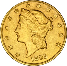 1895 $20 Double Eagle Liberty Head Gold Coin, San Francisco