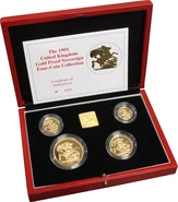 1991 Proof Gold Sovereign 4 Coin Set Boxed